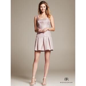Banana Republic Women's Light Pink Monogram Jacquard Fit & Flare Dress 14